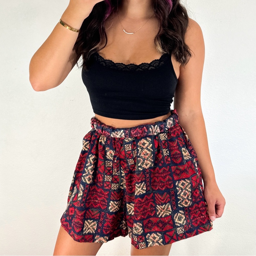 Red and navy blue funky shorts